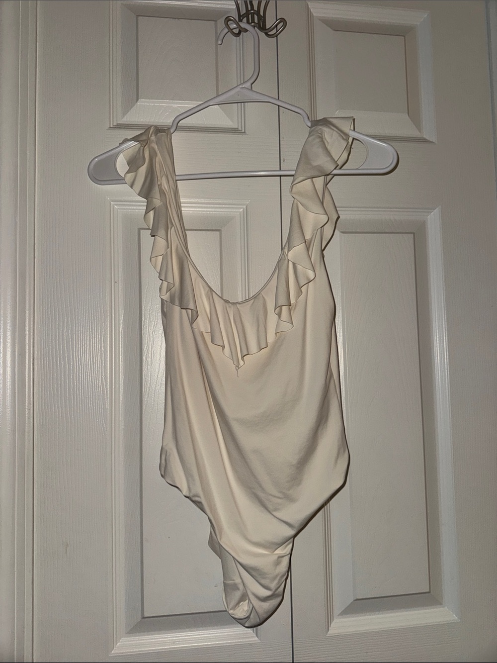 Eberjay Ruffled Scoop Neck Women’s bodysuit — Cream